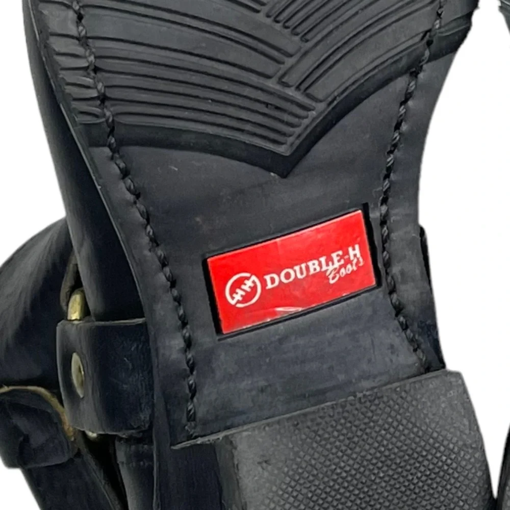 DOUBLE H BOOT CO. LADIES HARNESS 5026 ALMOND TOE SHORT LEATHER MOTORCYCLE BOOTS - Picture 14 of 14